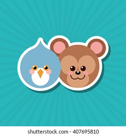 Animal cartoon design , editable vector
