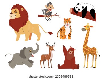 Animal cartoon hand drawn collection for your design