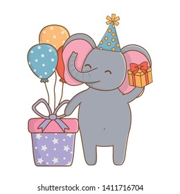 Animal cartoon with Happy Birthday icon design