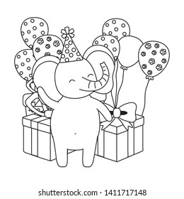 Animal cartoon with Happy Birthday icon design
