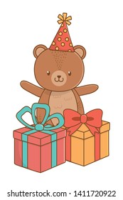 Animal cartoon with Happy Birthday icon design