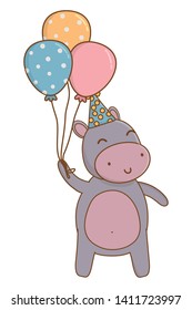 Animal cartoon with Happy Birthday icon design