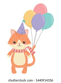 Animal cartoon with happy birthday icon design