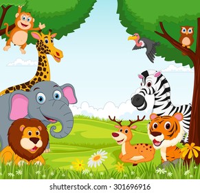 Animal cartoon in the jungle