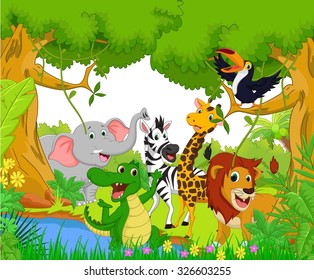 Animal cartoon in the jungle