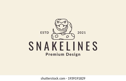 animal cartoon lines snake Python logo vector symbol icon design illustration