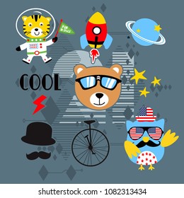 animal cartoon pattern vector set