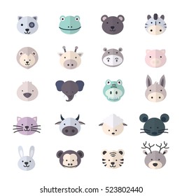Animal and Cartoon, Pets Icon Style Colorful Flat