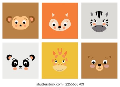 Animal Cartoon Set Illustration Background