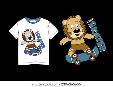 animal cartoon and typography for design kid's t-shirt