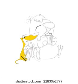 animal cartoon vector for editing ,t-shirt design ,ilustration
