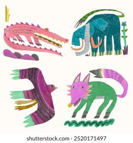 Animal cartoon vector illustration. watercolor