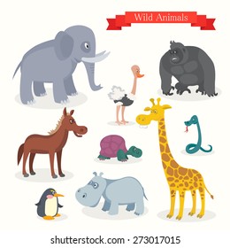 Animal cartoons, safari, wild nature