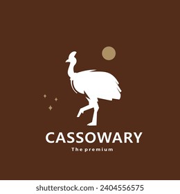 animal cassowary natural logo vector icon silhouette retro hipster