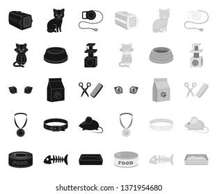 An animal cat black.mono icons in set collection for design. Caring for a cat vector symbol stock web illustration.