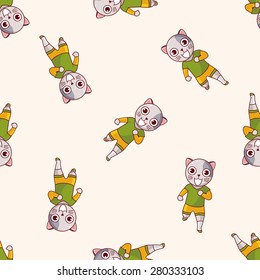 animal cat cartoon , cartoon seamless pattern background