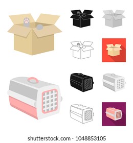 An animal cat cartoon,black,flat,monochrome,outline icons in set collection for design. Caring for a cat vector symbol stock web illustration.