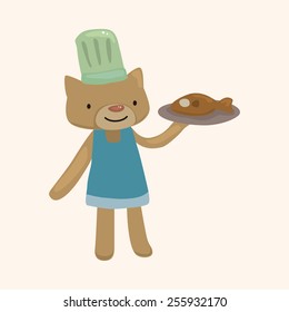 animal cat chef cartoon theme elements