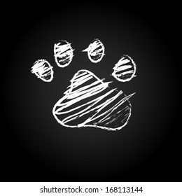 animal cat dog paws. chalkboard black vector illustration
