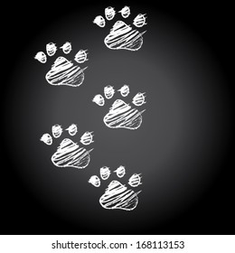 animal cat dog paws. chalkboard black vector illustration