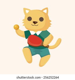 Animal cat doing sports cartoon theme elements