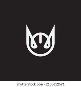 Animal cat head with UM or MU monogram design logo template.