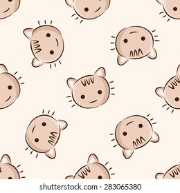 Animal cat icon, 10,seamless pattern