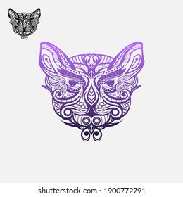 Animal cat , with line art style design vector 