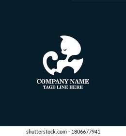 
Animal cat logo design template with affection. Vector illustration of a cat logotype.