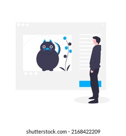 Ilustración de diseño de gato animal y hombre plano