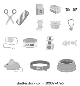An animal cat monochrome icons in set collection for design. Caring for a cat vector symbol stock web illustration.