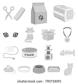 An animal cat monochrome icons in set collection for design. Caring for a cat vector symbol stock web illustration.