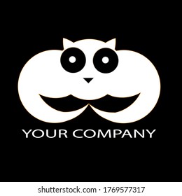 Animal cat and Owl Design Vector Logo