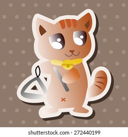 animal cat playing instrument cartoon theme elements