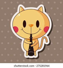animal cat playing instrument cartoon theme elements