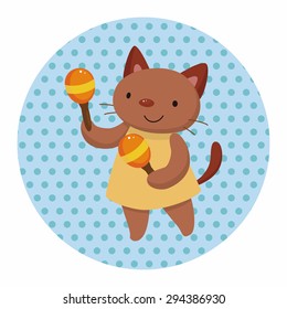 animal cat playing instrument cartoon theme elements
