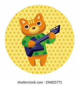 animal cat playing instrument cartoon theme elements