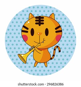 animal cat playing instrument cartoon theme elements