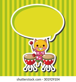 animal cat playing instrument cartoon theme elements