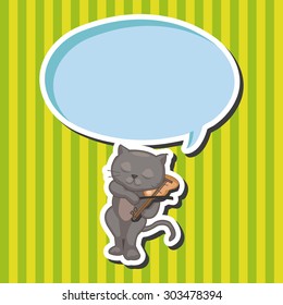 animal cat playing instrument cartoon theme elements