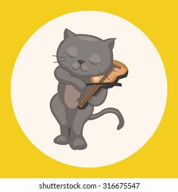 animal cat playing instrument cartoon theme elements