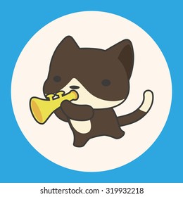 animal cat playing instrument cartoon theme elements