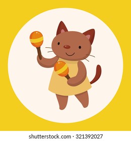animal cat playing instrument cartoon theme elements