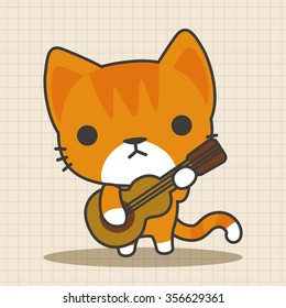 animal cat playing instrument cartoon theme elements