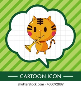 animal cat playing instrument cartoon theme elements