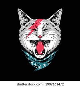 Animal cat rock style roar graphic illustration vector art t-shirt design