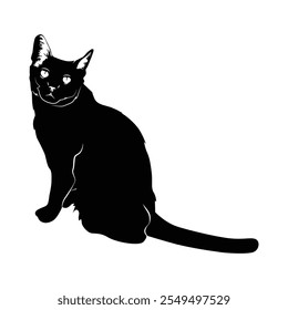 Animal cat silhouette black and white graphic