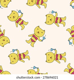animal cat summer cartoon , cartoon seamless pattern background