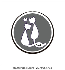 animal cat vector logo design love
