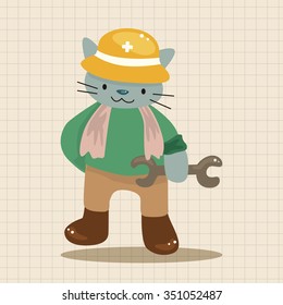 animal cat worker cartoon theme elements